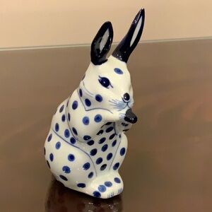 Polka dot bunny, blue and white